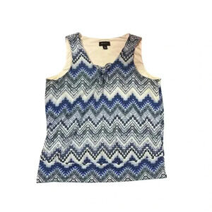 AB Studio Women's XL Blue Chevron Sleeveless Tank Top